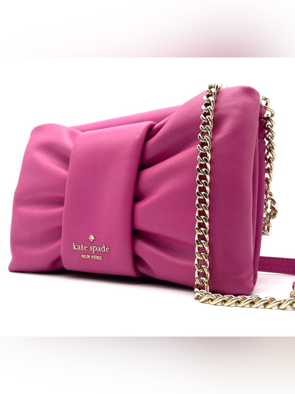 Like New! Kate Spade Milly Bow Flap Crossbody Pink Leather Chain Mini Bag Party